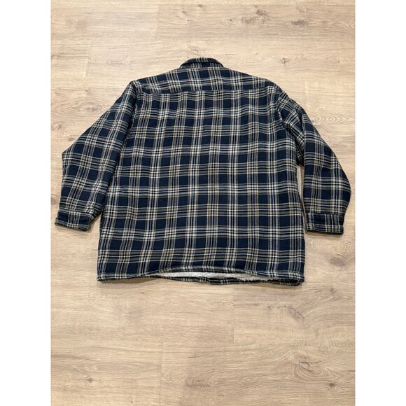 David Taylor Sherpa Lined Shacket Mens XL Tall Black Plaid Flannel Shirt Jacket - Picture 7 of 7